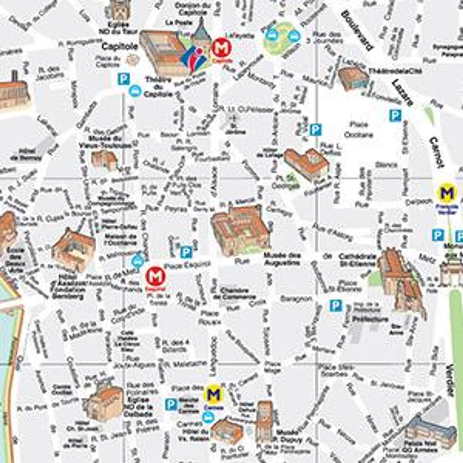 Plan du centre-ville de Toulouse